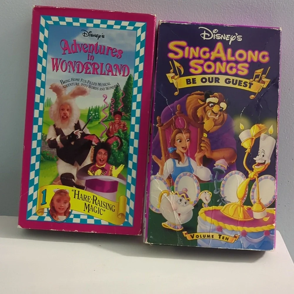 Disney's Adventure in Wonderland and Sing Along Songs Be Our Guest VHS Tapes